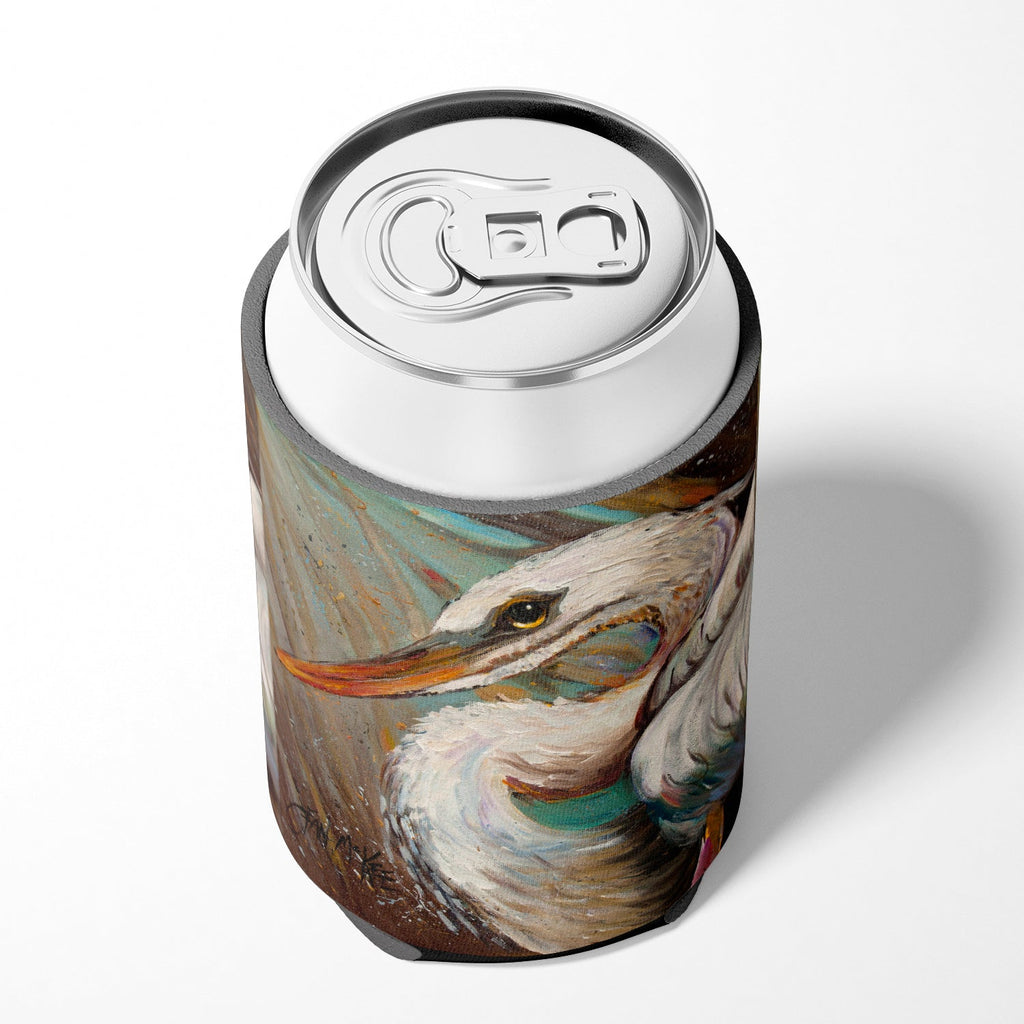 White Egret Can or Bottle Hugger Cooler Sleeve for Standard 12 oz Cans, Insulated Foam Beer & Soda Can Hugger Reusable