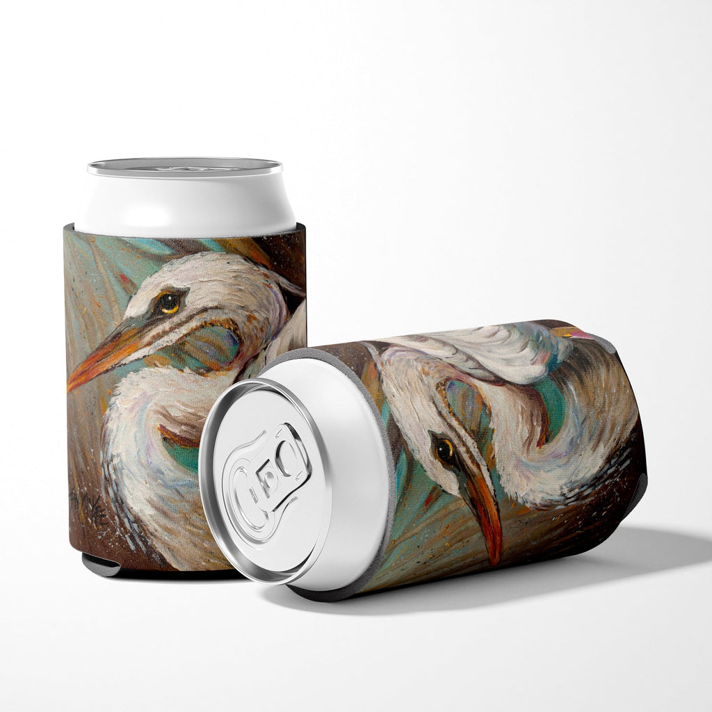 White Egret Can or Bottle Hugger Cooler Sleeve for Standard 12 oz Cans, Insulated Foam Beer & Soda Can Hugger Reusable