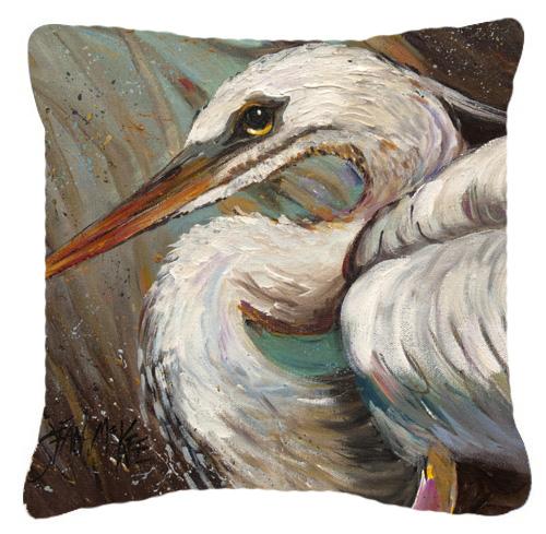 White Egret Decorative Throw Pillow 18x18 Indoor Outdoor Accent Cushion, Fabric Cover with Insert for Sofa, Bed, Porch & Living Room