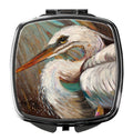 White Egret Compact Mirror Decorative Travel Makeup Mirror for Women Girls Gifts Pocket Makeup Mirror Folding Handheld
