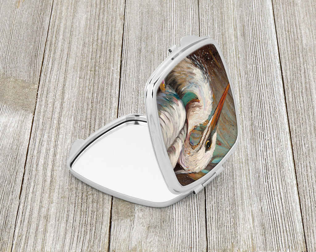 White Egret Compact Mirror Decorative Travel Makeup Mirror for Women Girls Gifts Pocket Makeup Mirror Folding Handheld
