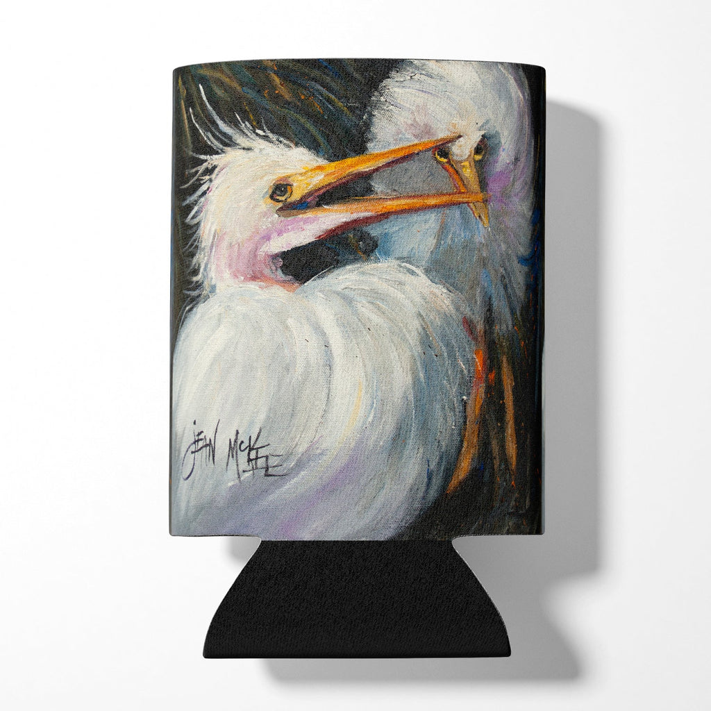 White Egret Can or Bottle Hugger Cooler Sleeve for Standard 12 oz Cans, Insulated Foam Beer & Soda Can Hugger Reusable