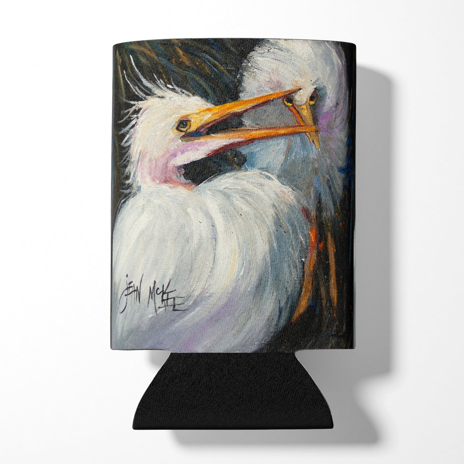 White Egret Can or Bottle Hugger Cooler Sleeve for Standard 12 oz Cans, Insulated Foam Beer & Soda Can Hugger Reusable