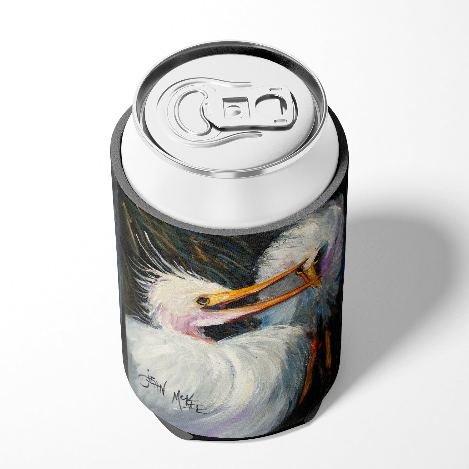 White Egret Can or Bottle Hugger Cooler Sleeve for Standard 12 oz Cans, Insulated Foam Beer & Soda Can Hugger Reusable