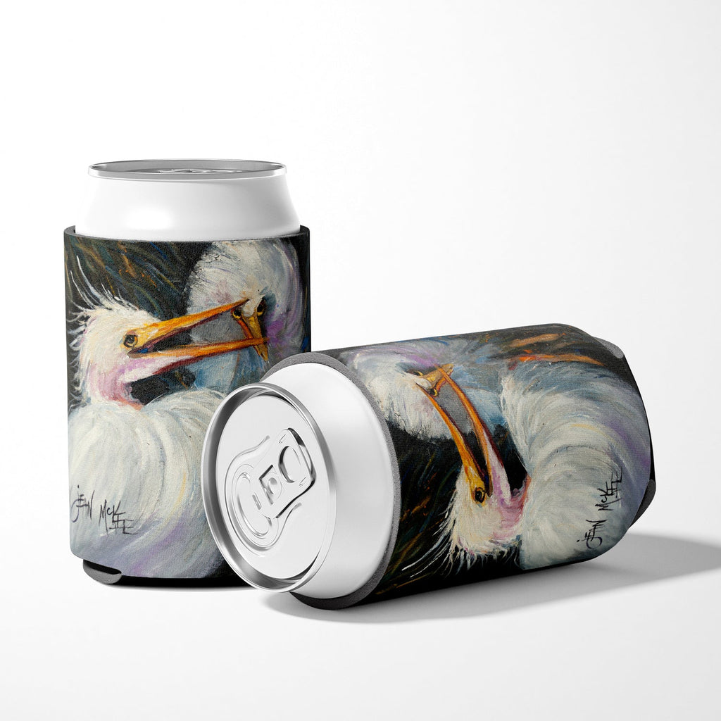 White Egret Can or Bottle Hugger Cooler Sleeve for Standard 12 oz Cans, Insulated Foam Beer & Soda Can Hugger Reusable
