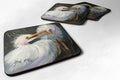 White Egret Foam Coasters Set of 4 Cup Coasters for Indoor Outdoor, Tabletop Protection, Anti Slip, Mouse pad Material