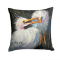 White Egret Decorative Throw Pillow 14x14 Indoor Outdoor Accent Cushion, Fabric Cover with Insert for Sofa, Bed, Porch & Living Room
