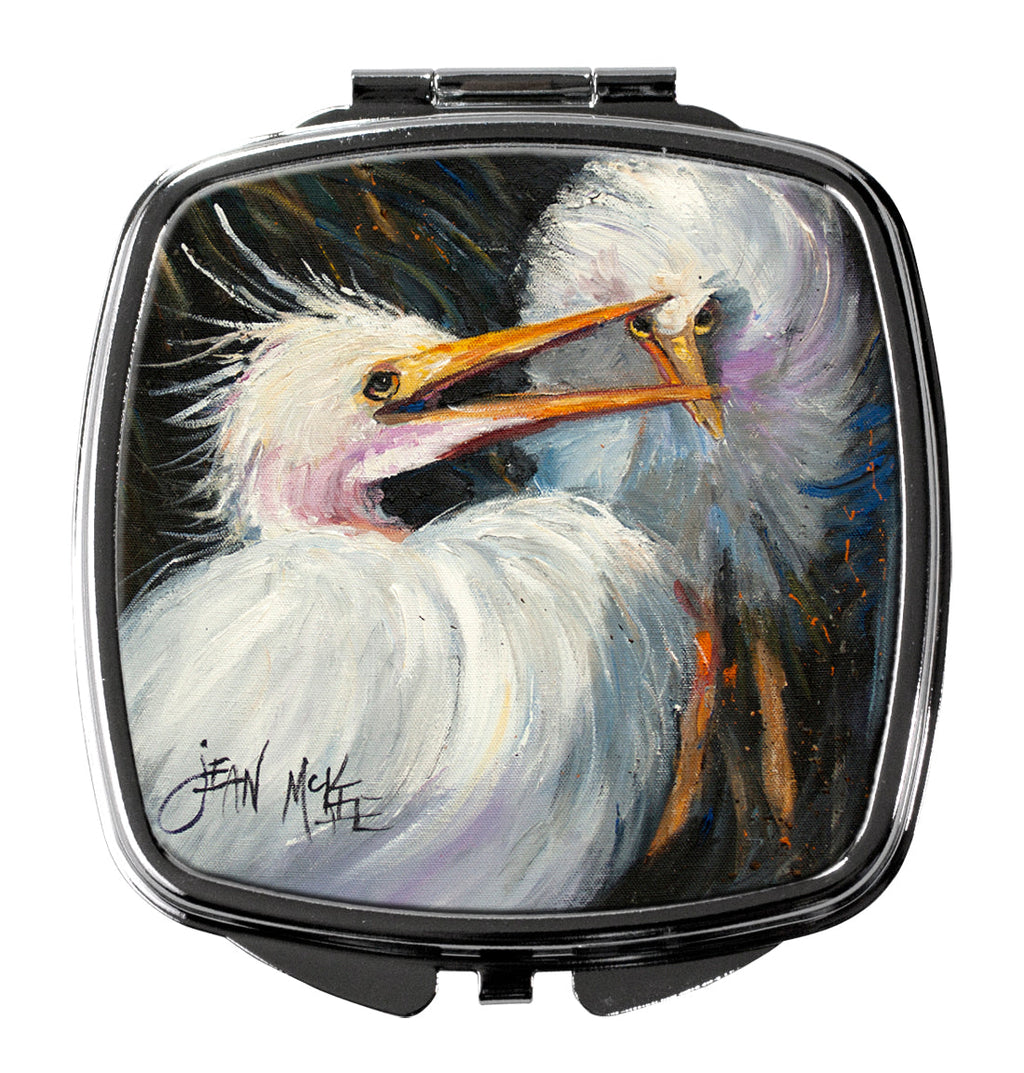 White Egret Compact Mirror Decorative Travel Makeup Mirror for Women Girls Gifts Pocket Makeup Mirror Folding Handheld