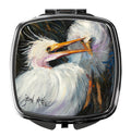 White Egret Compact Mirror Decorative Travel Makeup Mirror for Women Girls Gifts Pocket Makeup Mirror Folding Handheld
