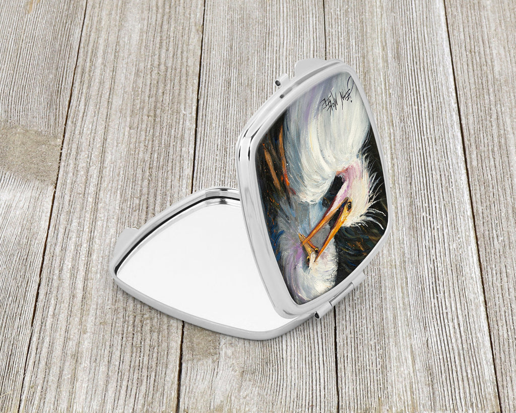 White Egret Compact Mirror Decorative Travel Makeup Mirror for Women Girls Gifts Pocket Makeup Mirror Folding Handheld