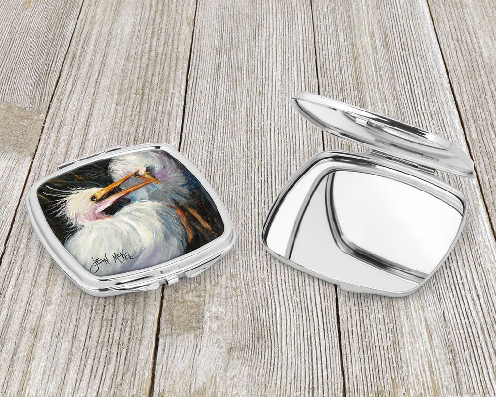 White Egret Compact Mirror Decorative Travel Makeup Mirror for Women Girls Gifts Pocket Makeup Mirror Folding Handheld
