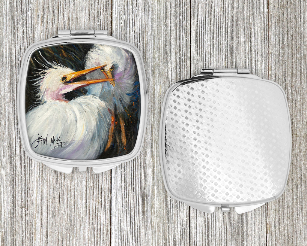 White Egret Compact Mirror Decorative Travel Makeup Mirror for Women Girls Gifts Pocket Makeup Mirror Folding Handheld