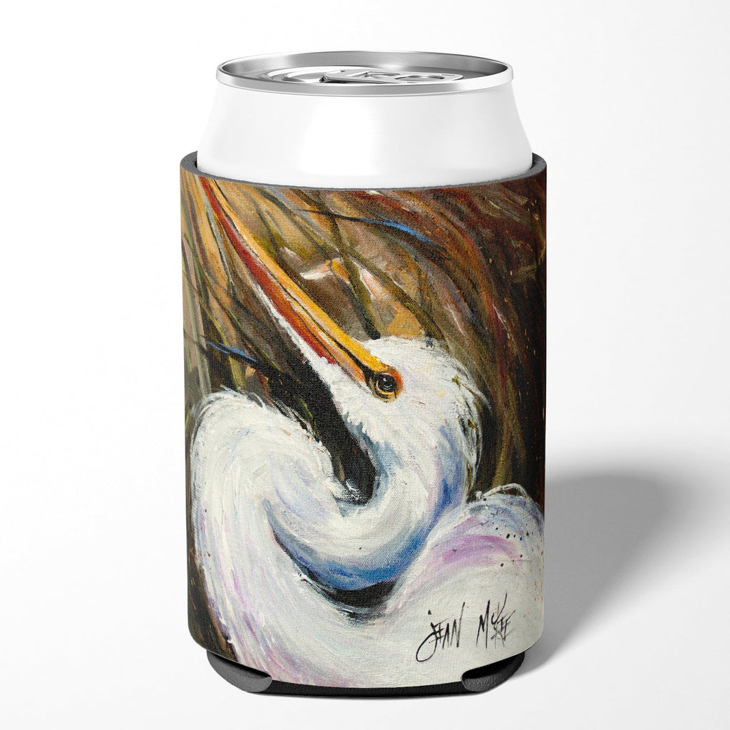 White Egret Can or Bottle Hugger Cooler Sleeve for Standard 12 oz Cans, Insulated Foam Beer & Soda Can Hugger Reusable
