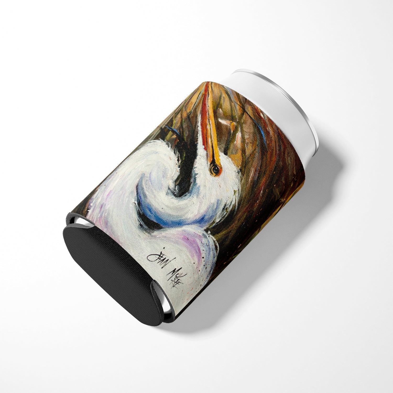 White Egret Can or Bottle Hugger Cooler Sleeve for Standard 12 oz Cans, Insulated Foam Beer & Soda Can Hugger Reusable