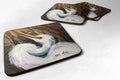 White Egret Foam Coasters Set of 4 Cup Coasters for Indoor Outdoor, Tabletop Protection, Anti Slip, Mouse pad Material