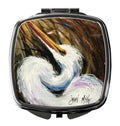 White Egret Compact Mirror Decorative Travel Makeup Mirror for Women Girls Gifts Pocket Makeup Mirror Folding Handheld