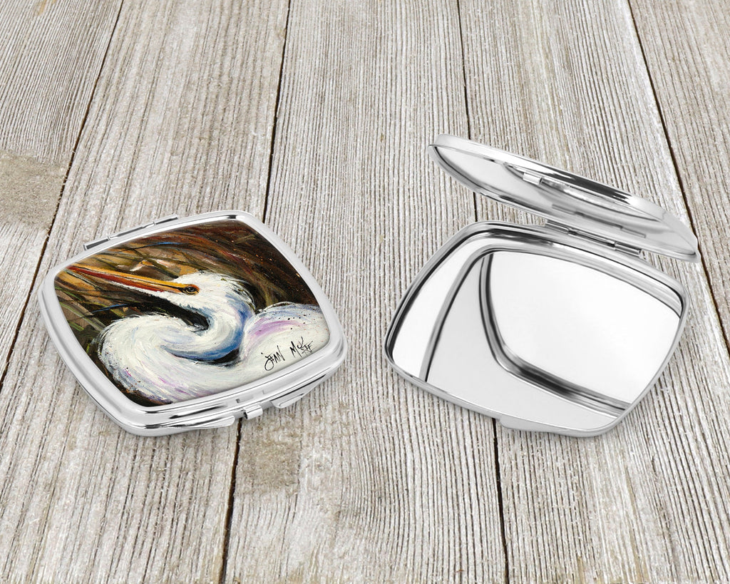 White Egret Compact Mirror Decorative Travel Makeup Mirror for Women Girls Gifts Pocket Makeup Mirror Folding Handheld