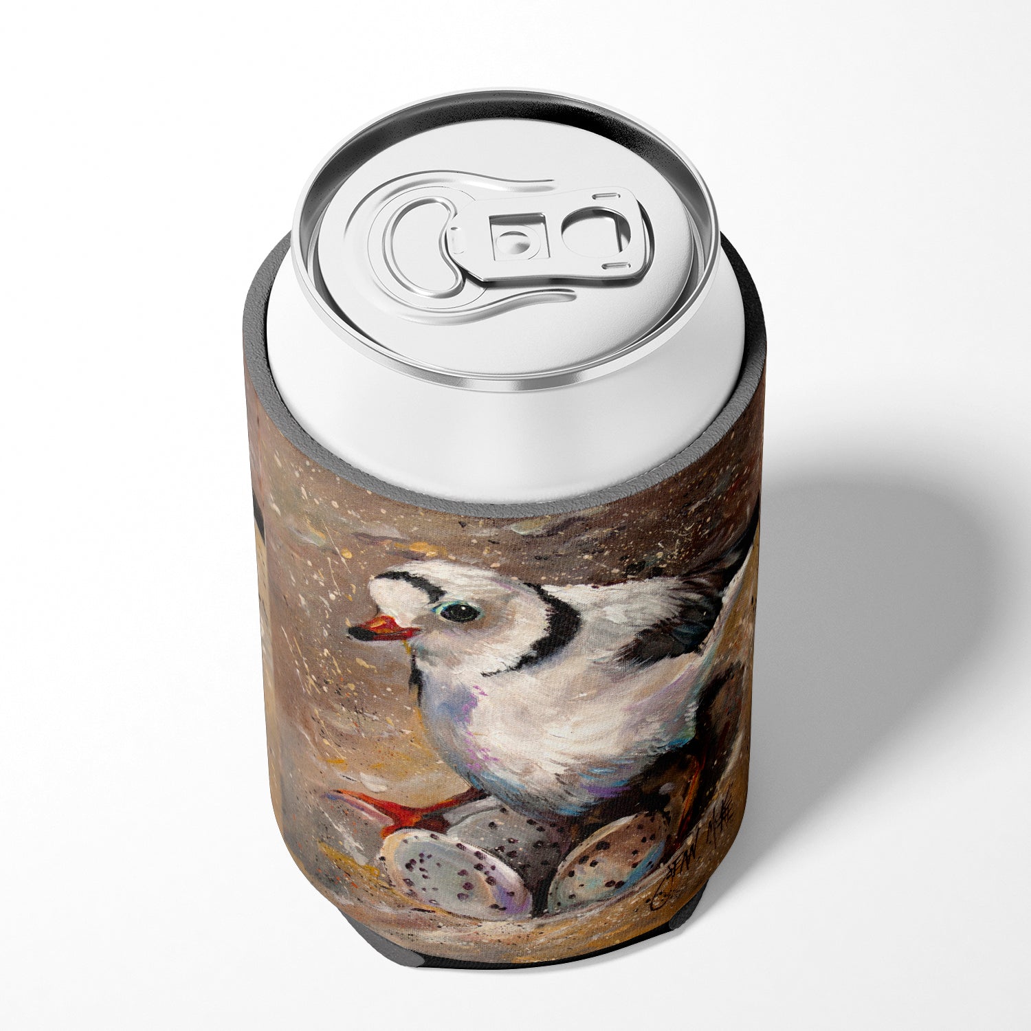 Piping Plover Can or Bottle Hugger Cooler Sleeve for Standard 12 oz Cans, Insulated Foam Beer & Soda Can Hugger Reusable