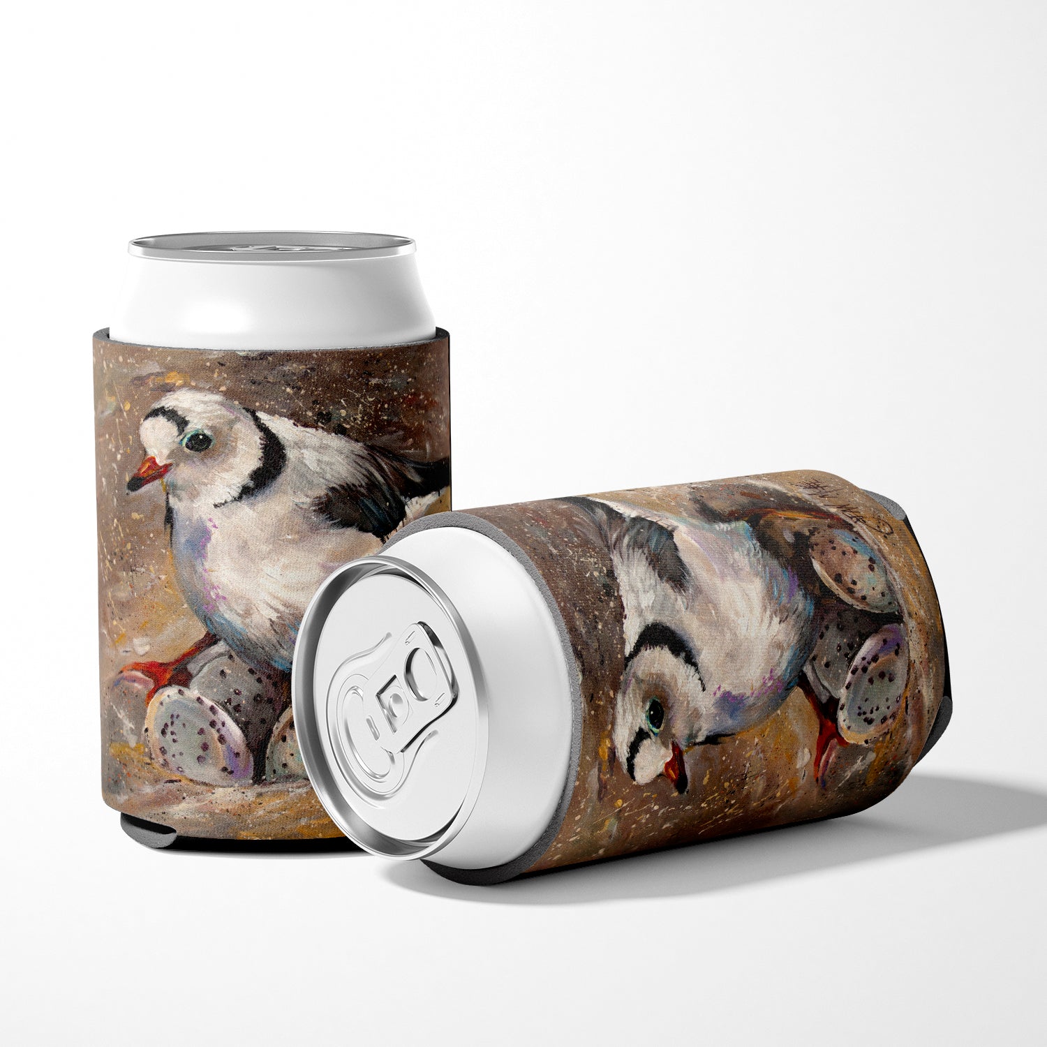 Piping Plover Can or Bottle Hugger Cooler Sleeve for Standard 12 oz Cans, Insulated Foam Beer & Soda Can Hugger Reusable