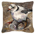 Piping Plover Decorative Throw Pillow 18x18 Indoor Outdoor Accent Cushion, Fabric Cover with Insert for Sofa, Bed, Porch & Living Room