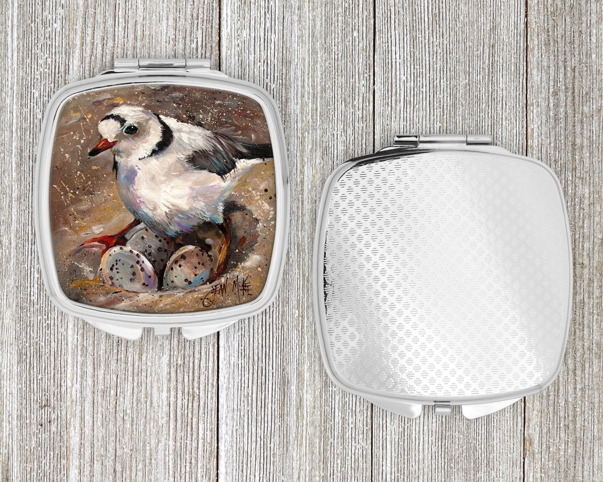Piping Plover Compact Mirror Decorative Travel Makeup Mirror for Women Girls Gifts Pocket Makeup Mirror Folding Handheld