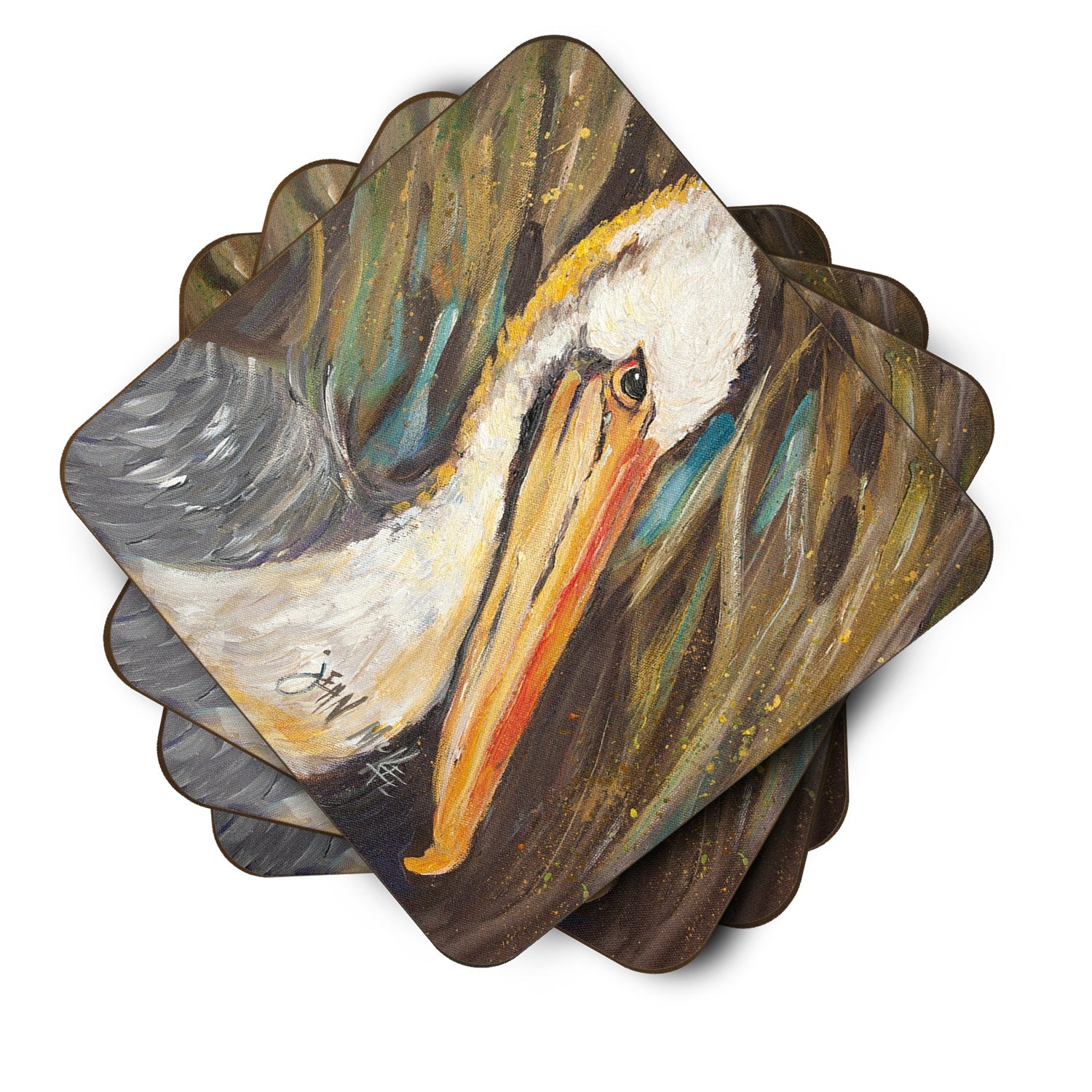 Pelican lookin West Foam Coasters Set of 4 Cup Coasters for Indoor Outdoor, Tabletop Protection, Anti Slip, Mouse pad Material