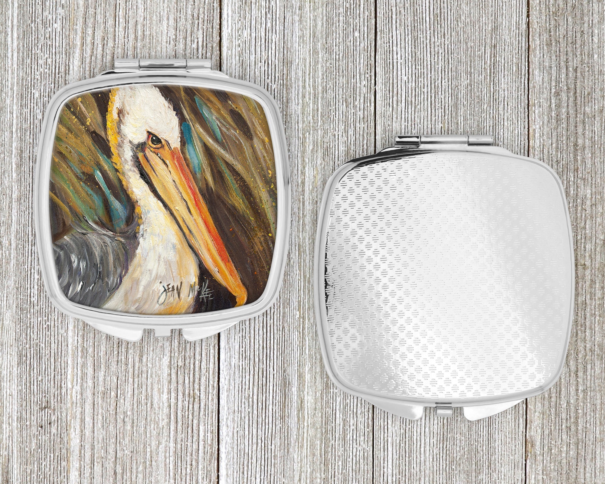 Pelican lookin West Compact Mirror Decorative Travel Makeup Mirror for Women Girls Gifts Pocket Makeup Mirror Folding Handheld