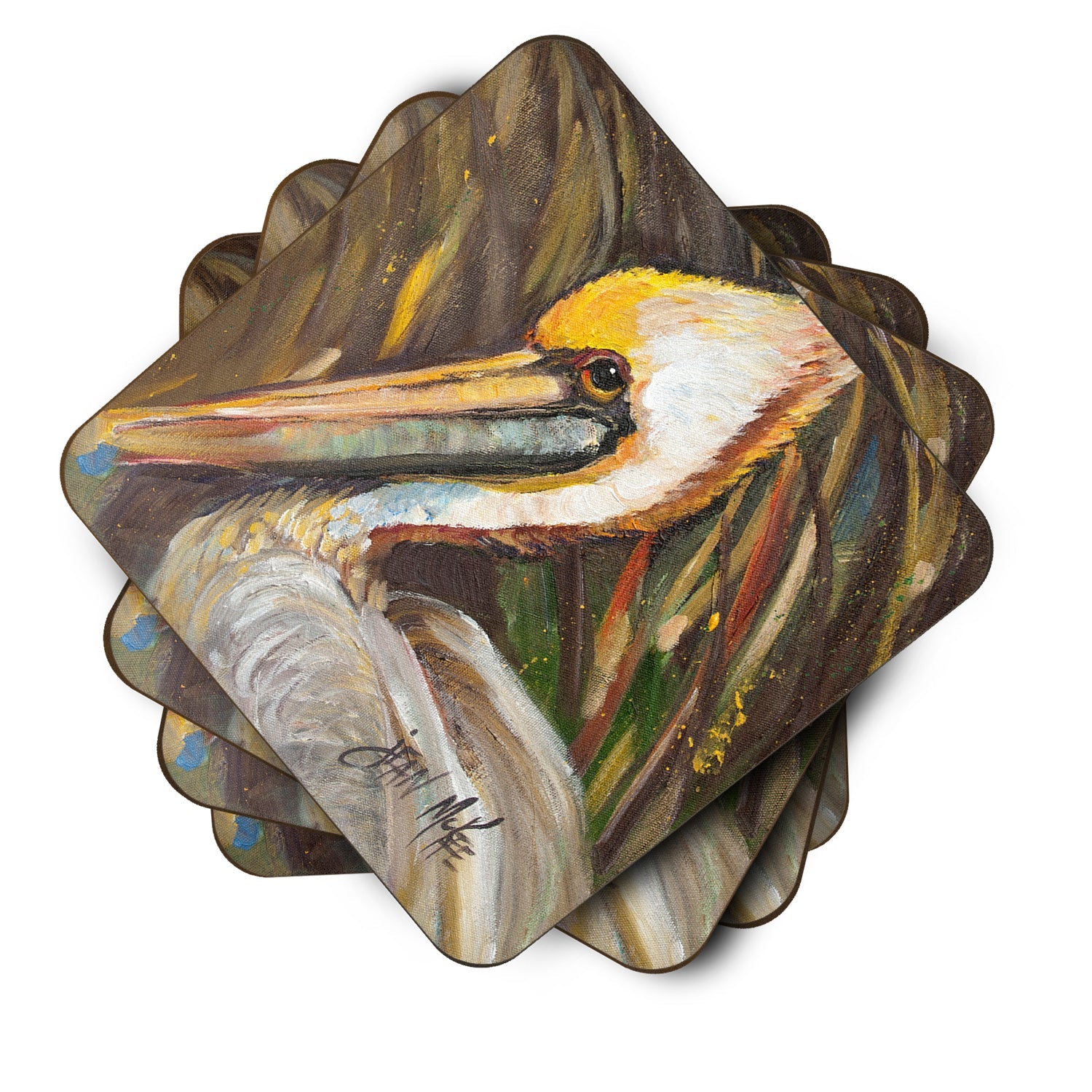 Pelican lookin East Foam Coasters Set of 4 Cup Coasters for Indoor Outdoor, Tabletop Protection, Anti Slip, Mouse pad Material
