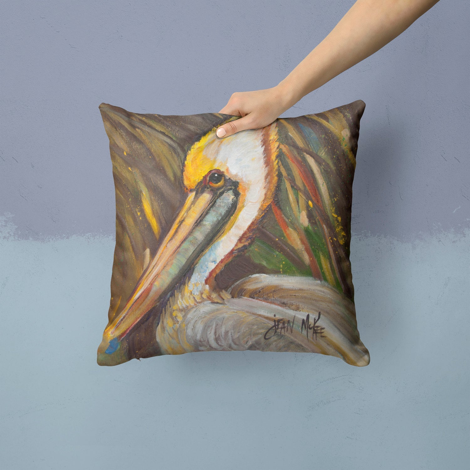 Pelican lookin East Decorative Throw Pillow 14x14 Indoor Outdoor Accent Cushion, Fabric Cover with Insert for Sofa, Bed, Porch & Living Room