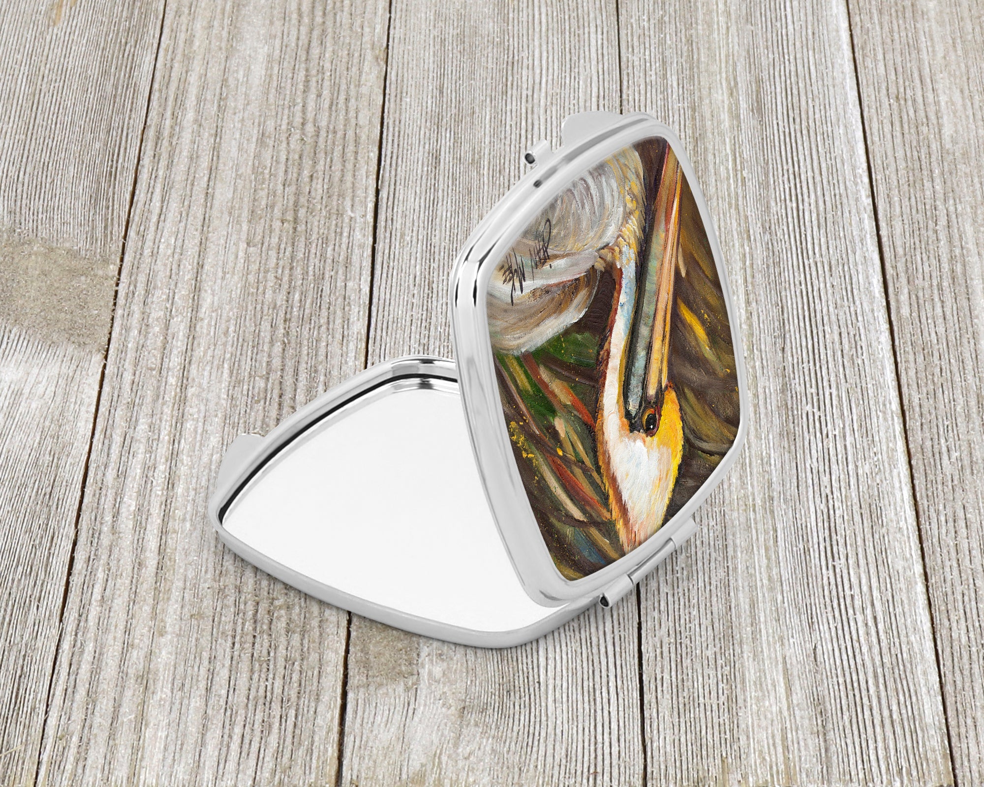 Pelican lookin East Compact Mirror Decorative Travel Makeup Mirror for Women Girls Gifts Pocket Makeup Mirror Folding Handheld