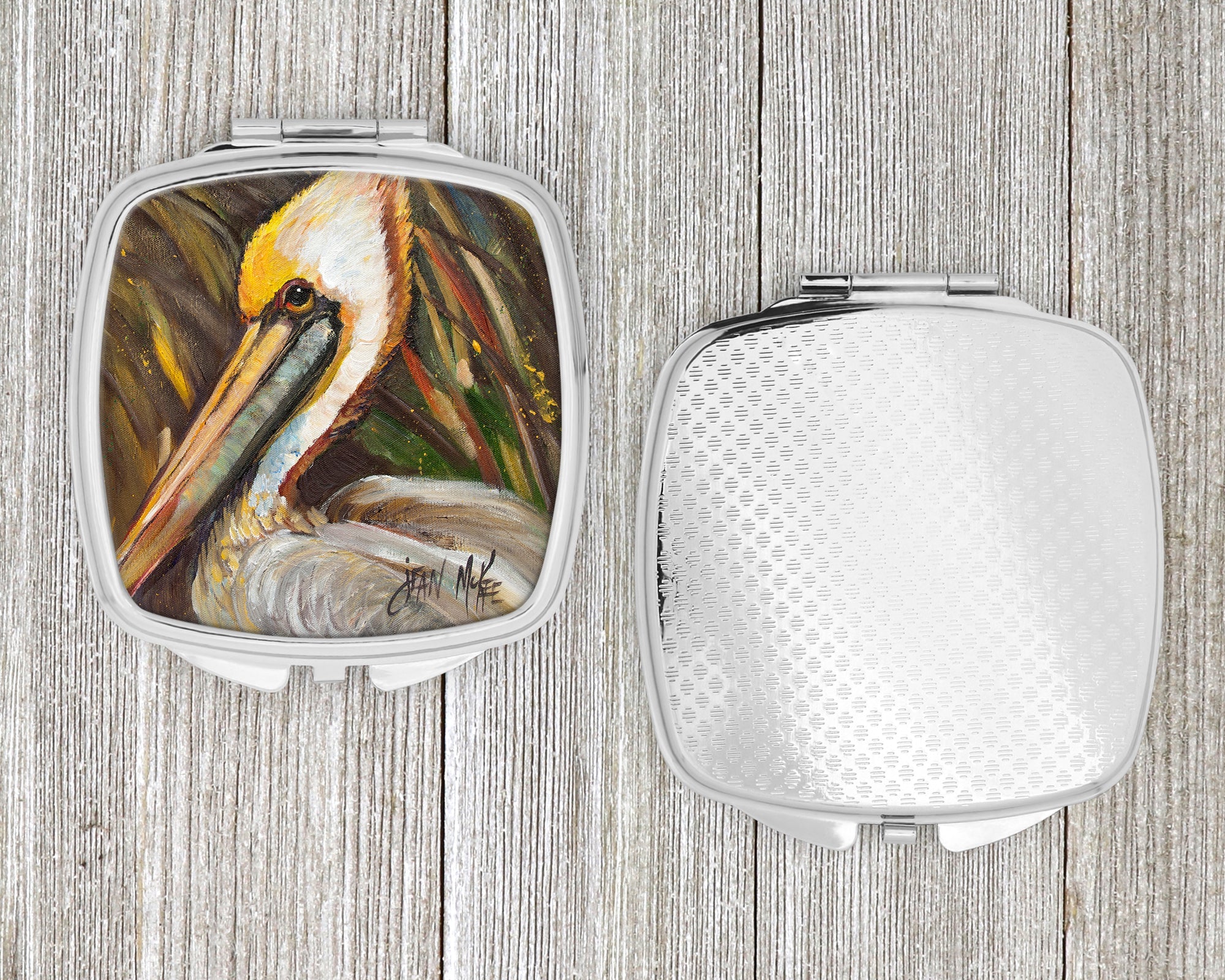 Pelican lookin East Compact Mirror Decorative Travel Makeup Mirror for Women Girls Gifts Pocket Makeup Mirror Folding Handheld