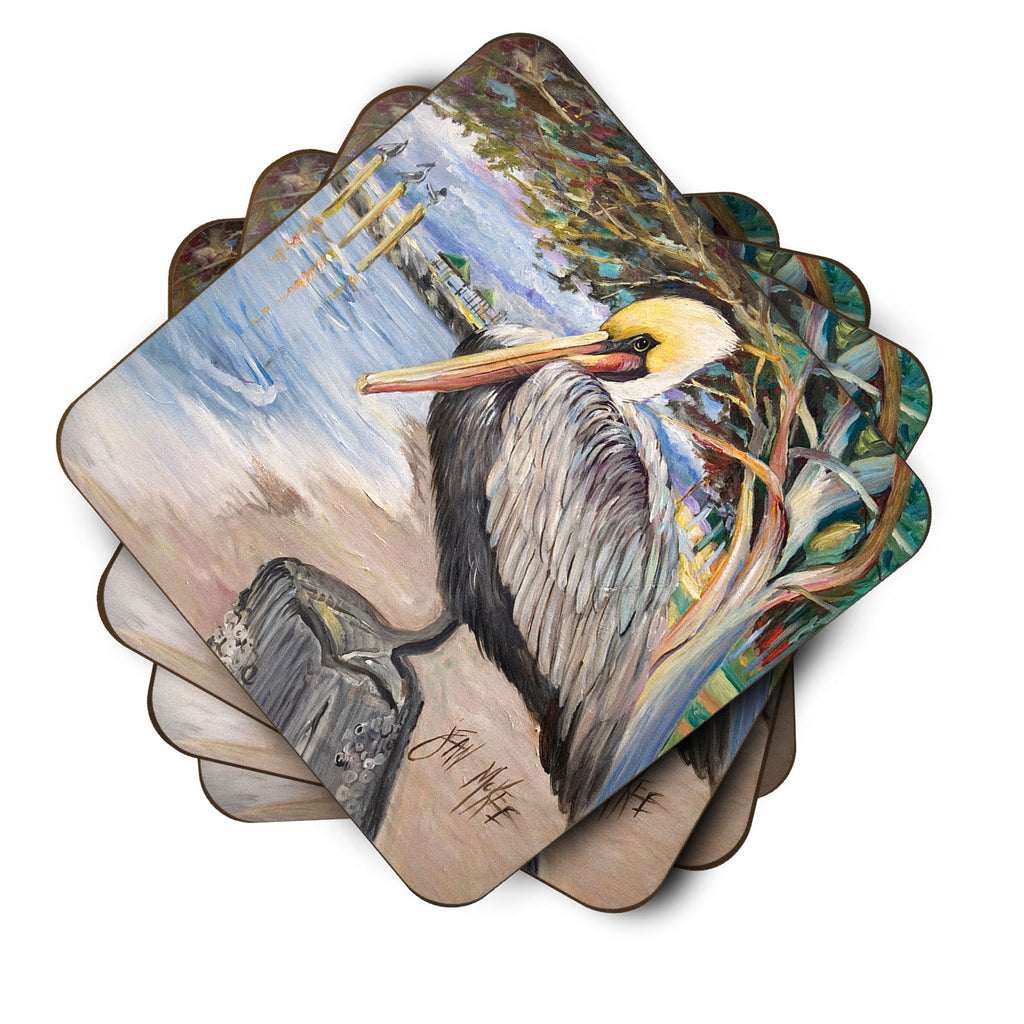 Pelican Bay Foam Coasters Set of 4 Cup Coasters for Indoor Outdoor, Tabletop Protection, Anti Slip, Mouse pad Material