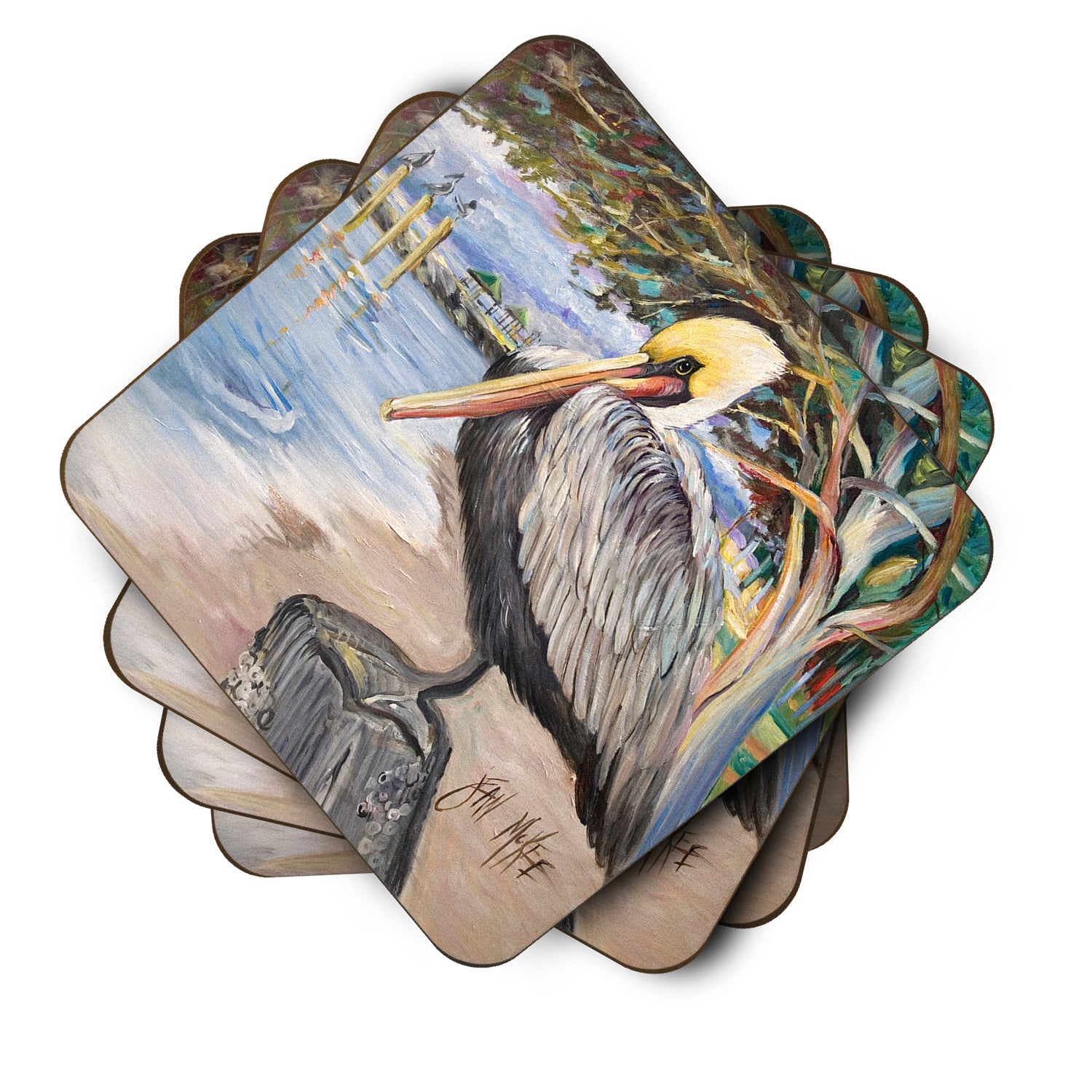 Pelican Bay Foam Coasters Set of 4 Cup Coasters for Indoor Outdoor, Tabletop Protection, Anti Slip, Mouse pad Material
