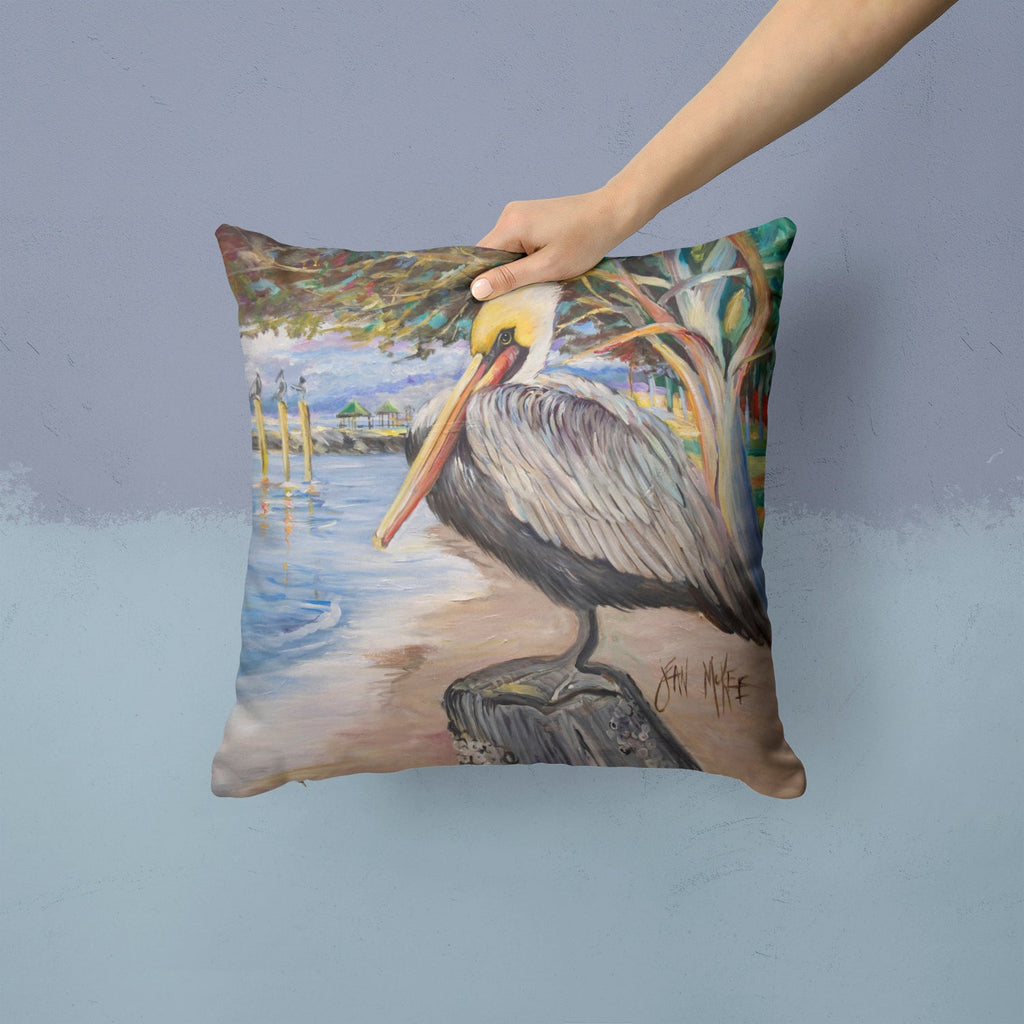 Pelican Bay Decorative Throw Pillow 14x14 Indoor Outdoor Accent Cushion, Fabric Cover with Insert for Sofa, Bed, Porch & Living Room