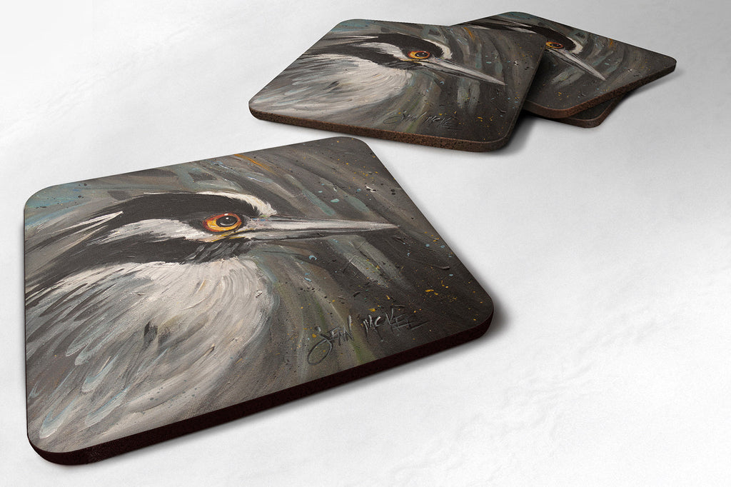 Night Heron Foam Coasters Set of 4 Cup Coasters for Indoor Outdoor, Tabletop Protection, Anti Slip, Mouse pad Material