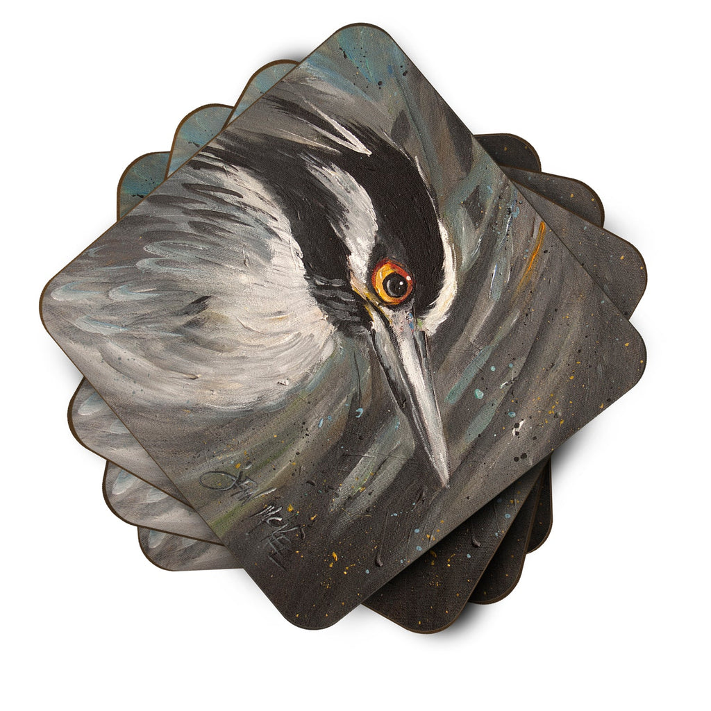 Night Heron Foam Coasters Set of 4 Cup Coasters for Indoor Outdoor, Tabletop Protection, Anti Slip, Mouse pad Material