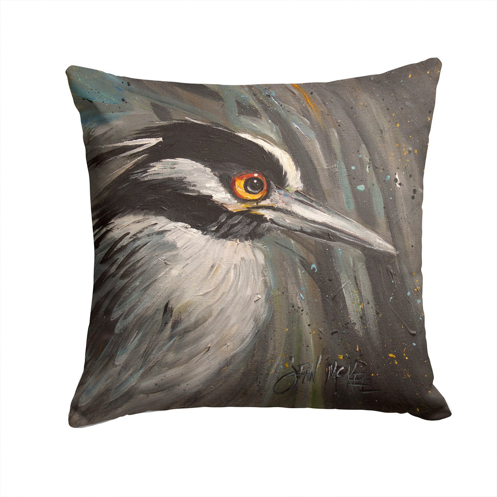 Night Heron Decorative Throw Pillow 14x14 Indoor Outdoor Accent Cushion, Fabric Cover with Insert for Sofa, Bed, Porch & Living Room
