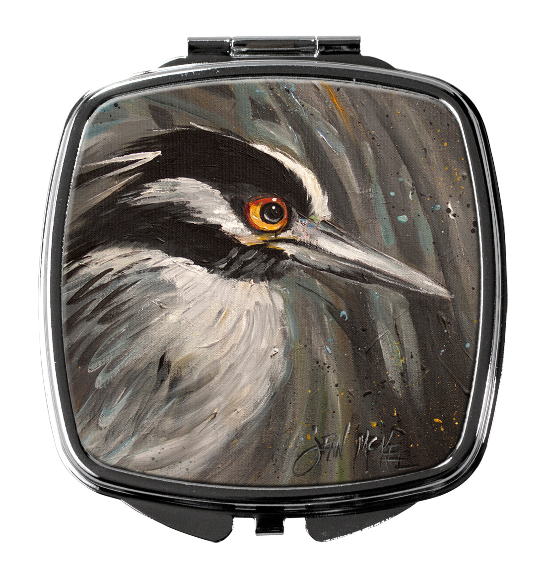 Night Heron Compact Mirror Decorative Travel Makeup Mirror for Women Girls Gifts Pocket Makeup Mirror Folding Handheld