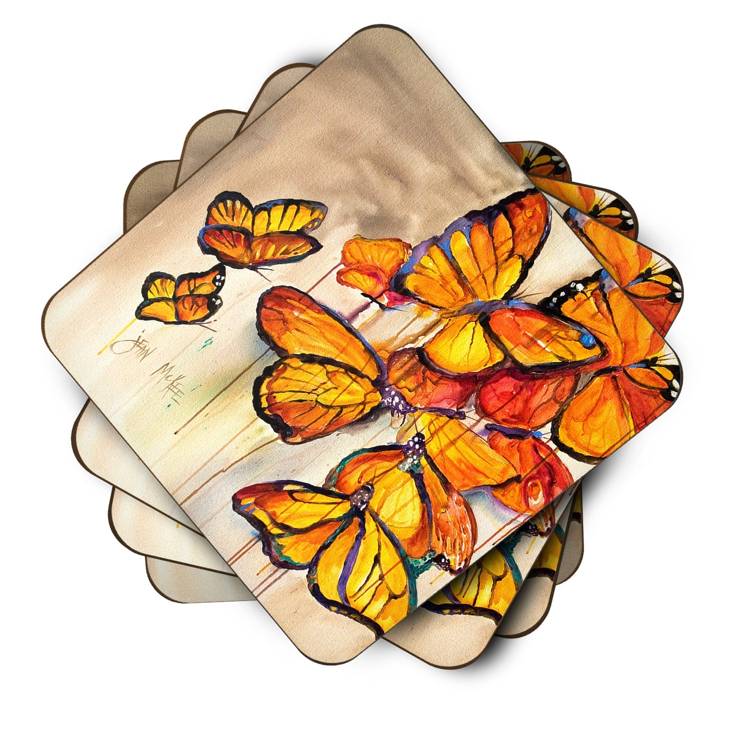 Butterflies Foam Coasters Set of 4 Cup Coasters for Indoor Outdoor, Tabletop Protection, Anti Slip, Mouse pad Material
