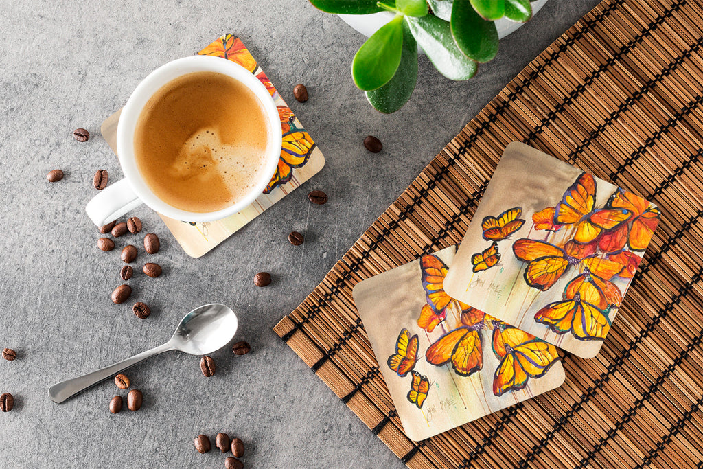 Butterflies Foam Coasters Set of 4 Cup Coasters for Indoor Outdoor, Tabletop Protection, Anti Slip, Mouse pad Material