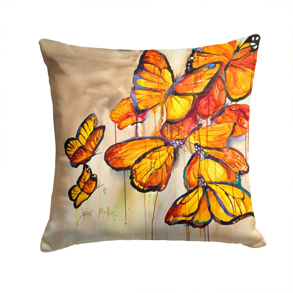 Butterflies Decorative Throw Pillow 14x14 Indoor Outdoor Accent Cushion, Fabric Cover with Insert for Sofa, Bed, Porch & Living Room