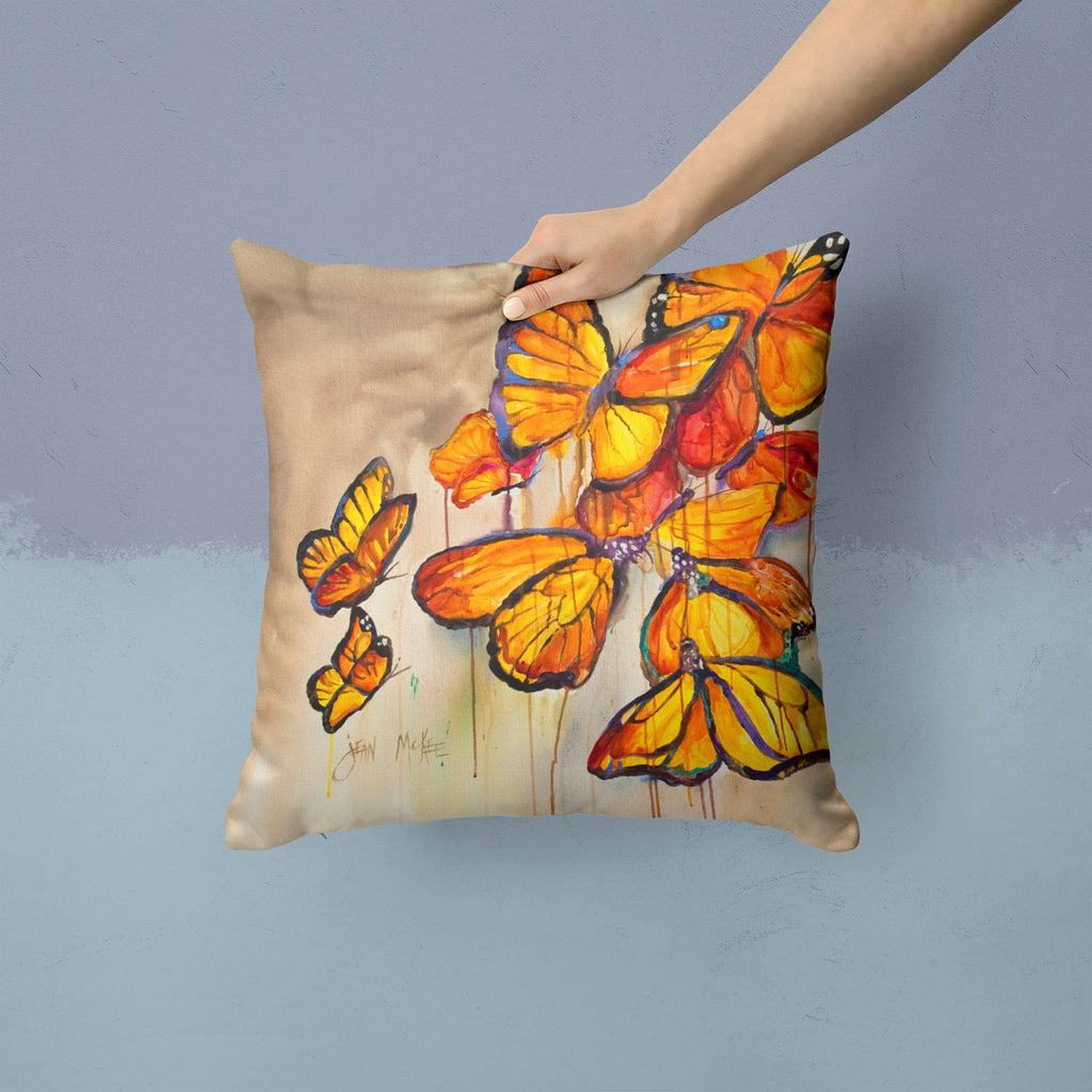 Butterflies Decorative Throw Pillow 14x14 Indoor Outdoor Accent Cushion, Fabric Cover with Insert for Sofa, Bed, Porch & Living Room