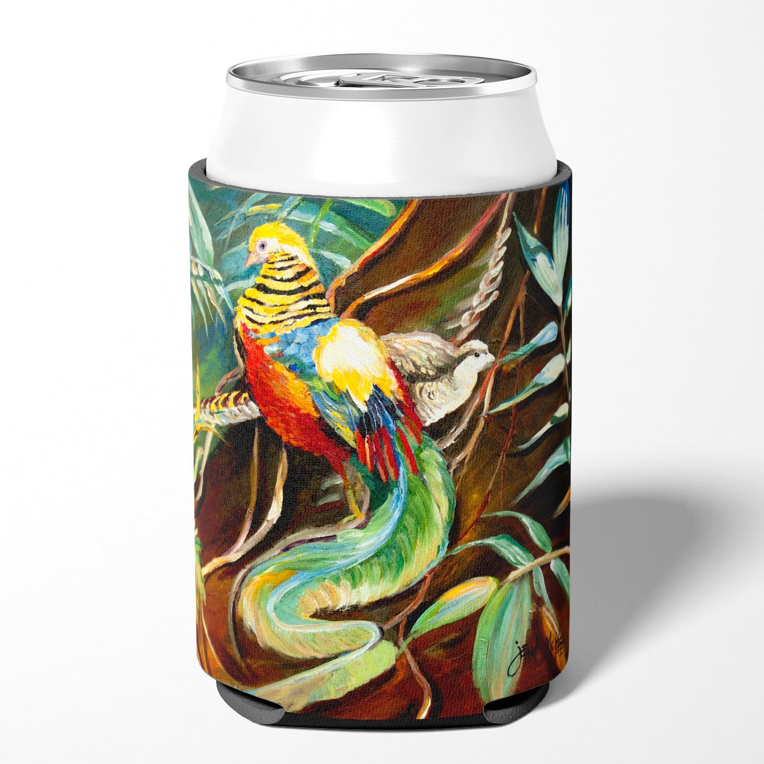 Mandarin Pheasant Can or Bottle Hugger Cooler Sleeve for Standard 12 oz Cans, Insulated Foam Beer & Soda Can Hugger Reusable