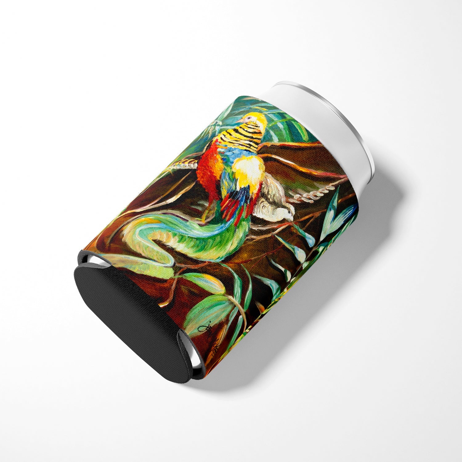 Mandarin Pheasant Can or Bottle Hugger Cooler Sleeve for Standard 12 oz Cans, Insulated Foam Beer & Soda Can Hugger Reusable