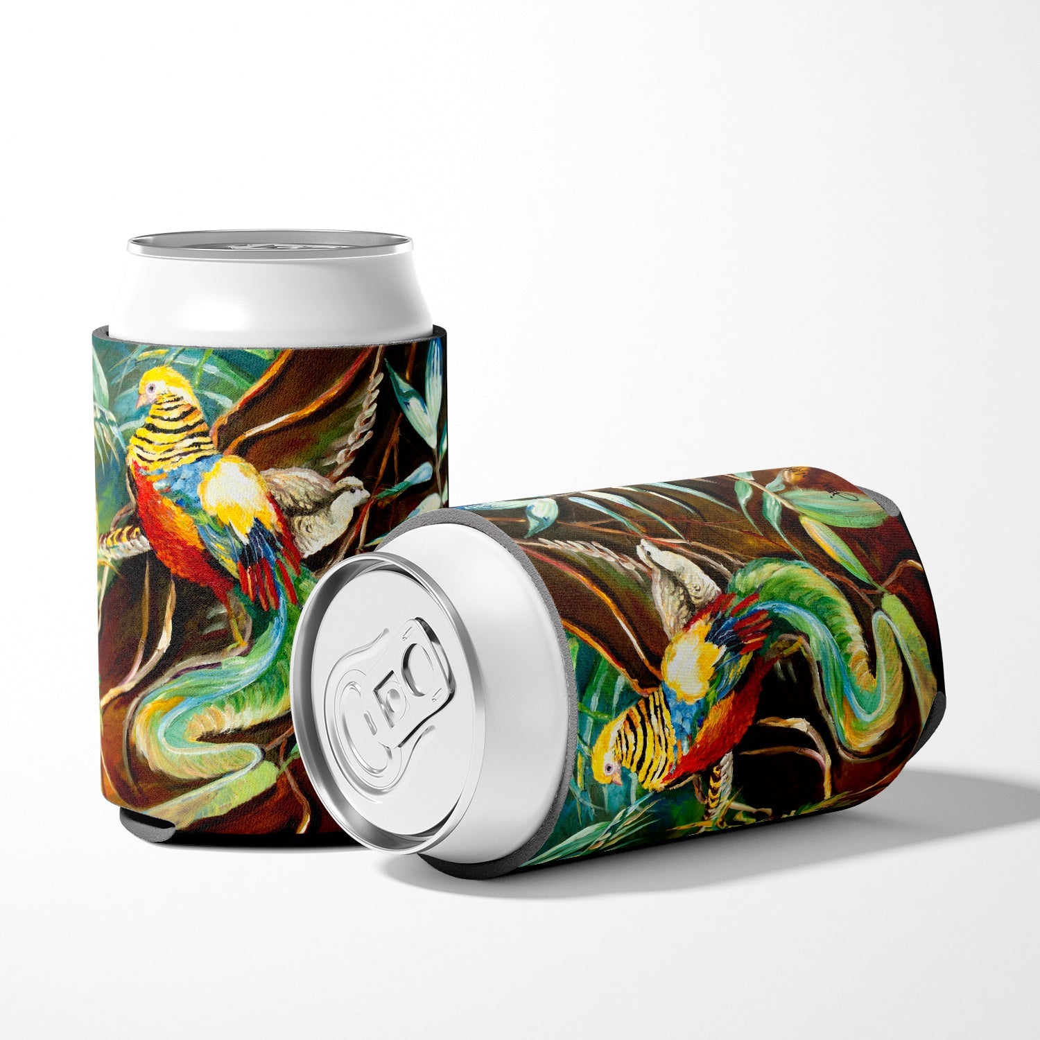 Mandarin Pheasant Can or Bottle Hugger Cooler Sleeve for Standard 12 oz Cans, Insulated Foam Beer & Soda Can Hugger Reusable