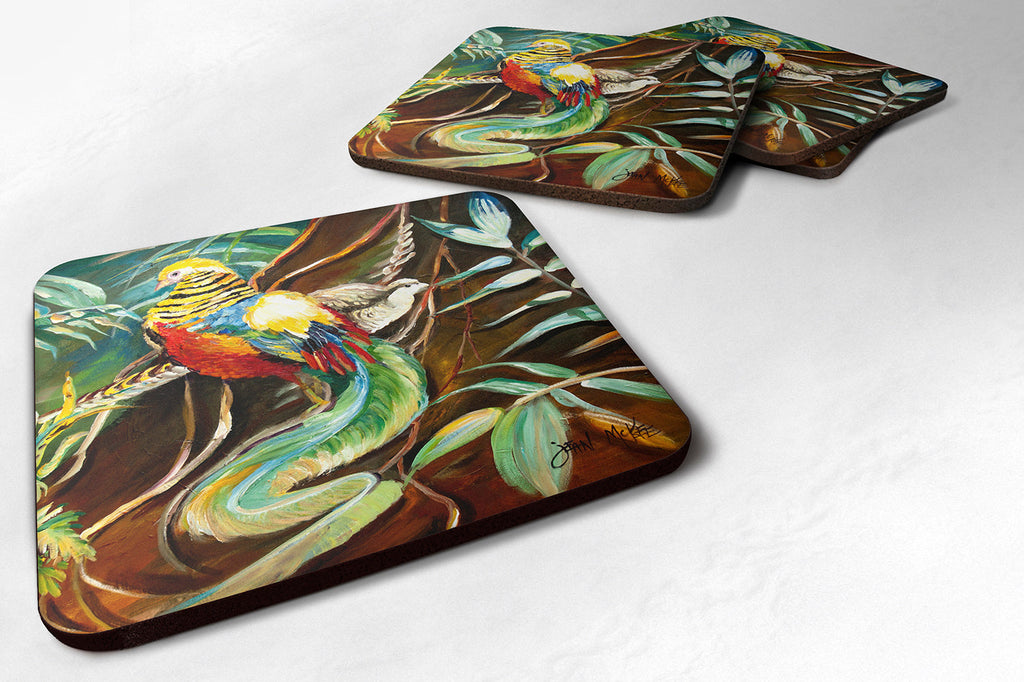 Mandarin Pheasant Foam Coasters Set of 4 Cup Coasters for Indoor Outdoor, Tabletop Protection, Anti Slip, Mouse pad Material