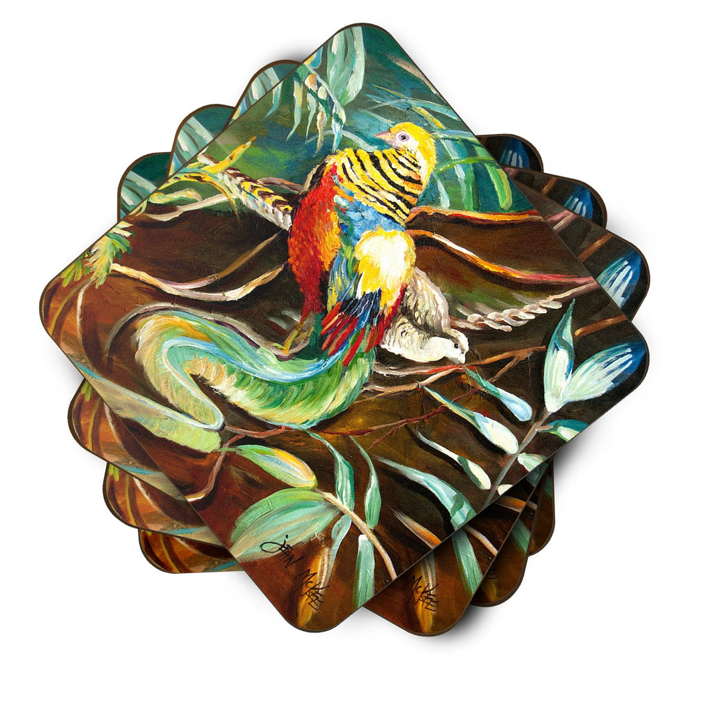 Mandarin Pheasant Foam Coasters Set of 4 Cup Coasters for Indoor Outdoor, Tabletop Protection, Anti Slip, Mouse pad Material