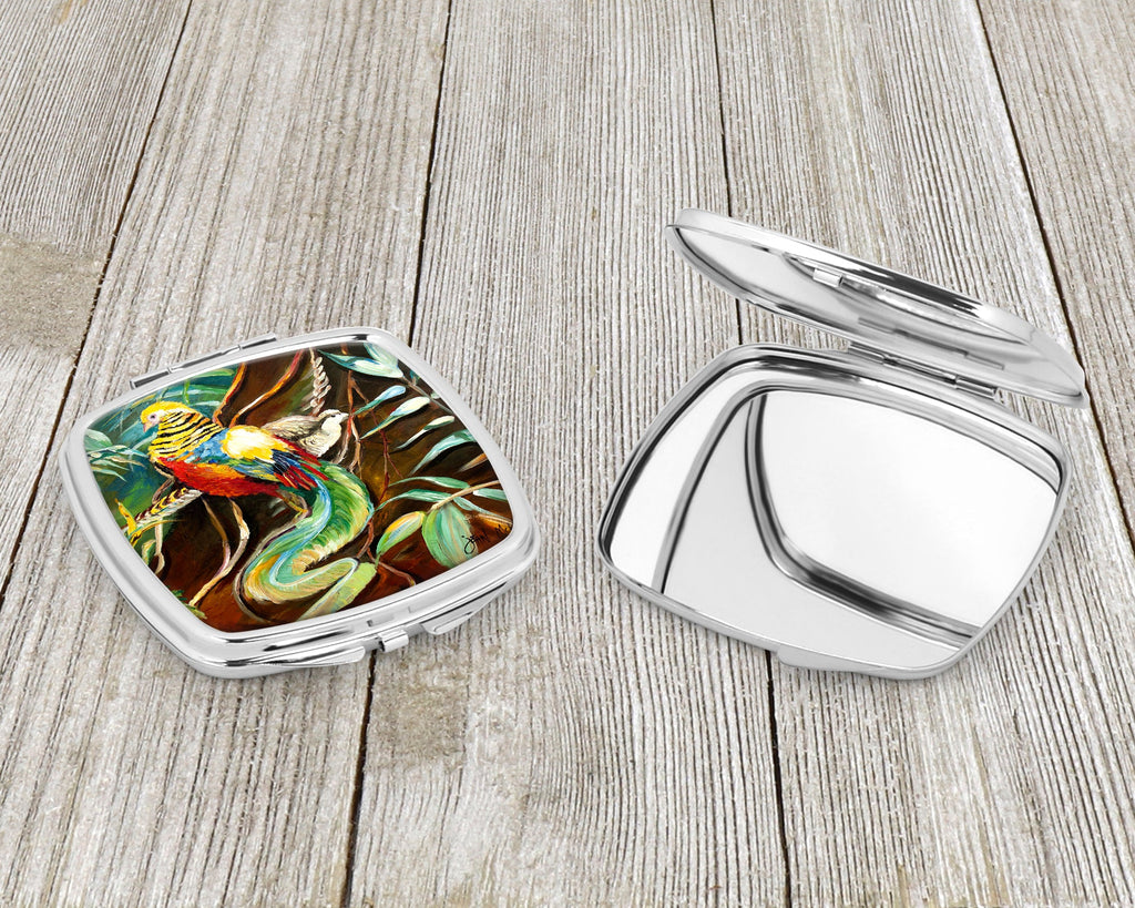 Mandarin Pheasant Compact Mirror Decorative Travel Makeup Mirror for Women Girls Gifts Pocket Makeup Mirror Folding Handheld