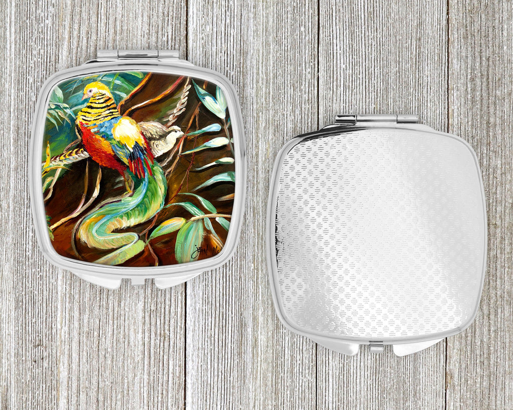 Mandarin Pheasant Compact Mirror Decorative Travel Makeup Mirror for Women Girls Gifts Pocket Makeup Mirror Folding Handheld