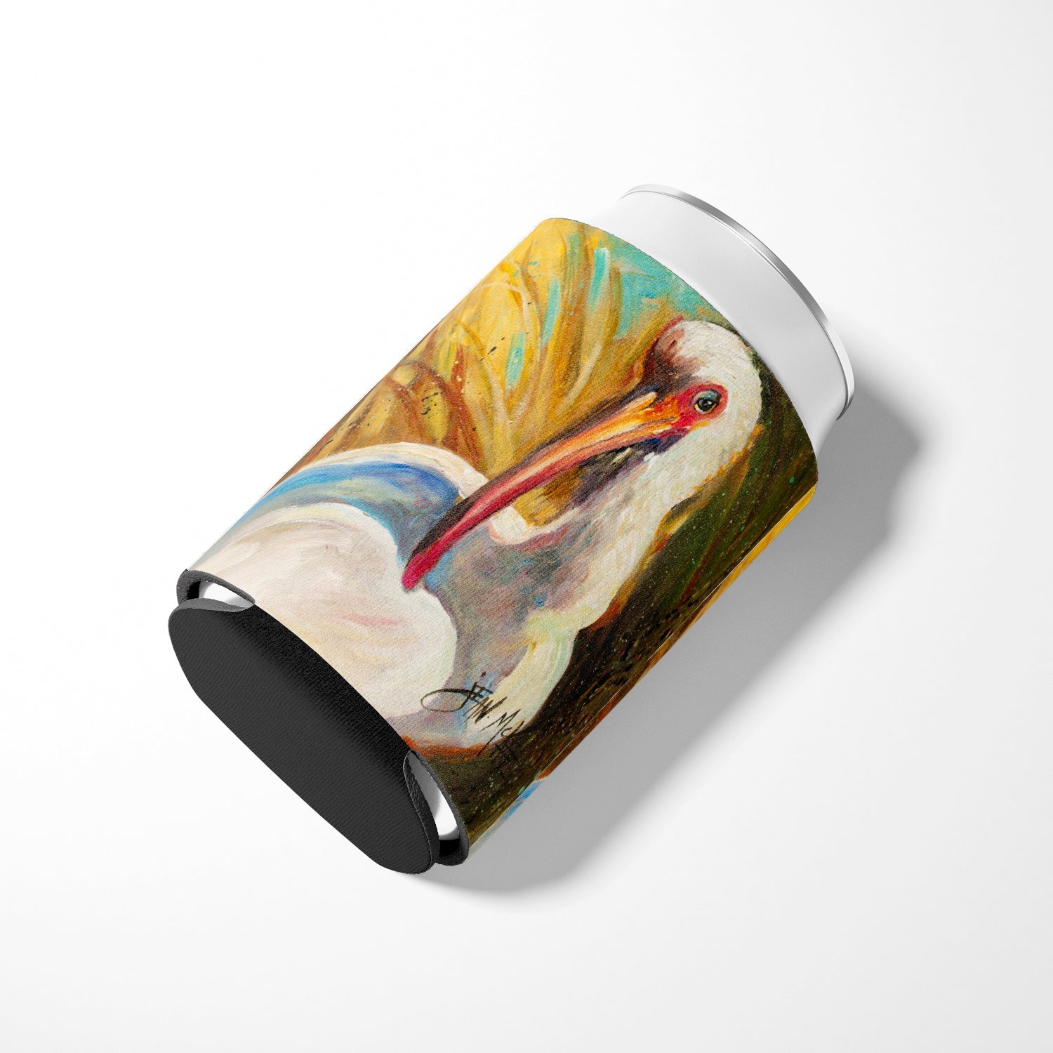 White Ibis Can or Bottle Hugger Cooler Sleeve for Standard 12 oz Cans, Insulated Foam Beer & Soda Can Hugger Reusable